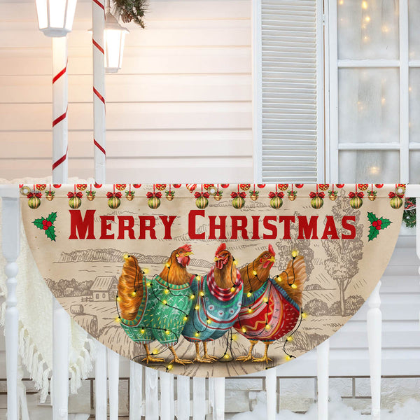 Merry Christmas Hen Chicken Poultry Farm House Non-Pleated Fan Flag TQN3977FL