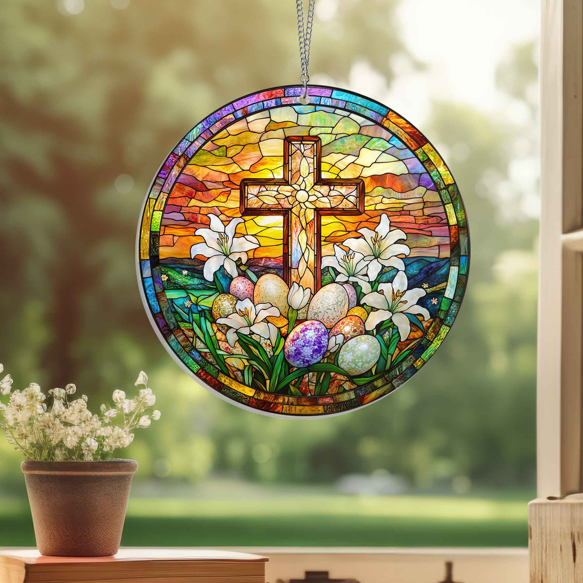 Easter Christian Cross Suncatcher Acrylic Window Hanging – Flagwix