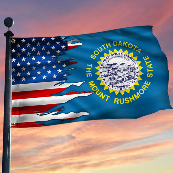 South Dakota And American Grommet Flag MLH1913GFv4