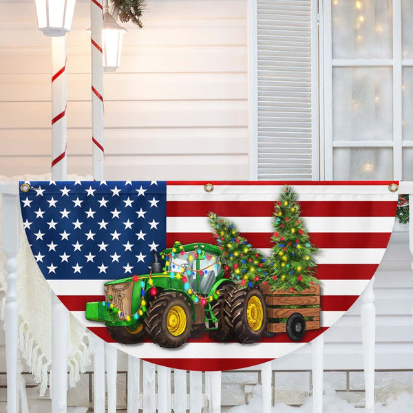 Tractor Christmas Farm Life Non-Pleated Fan Flag TQN3890FL