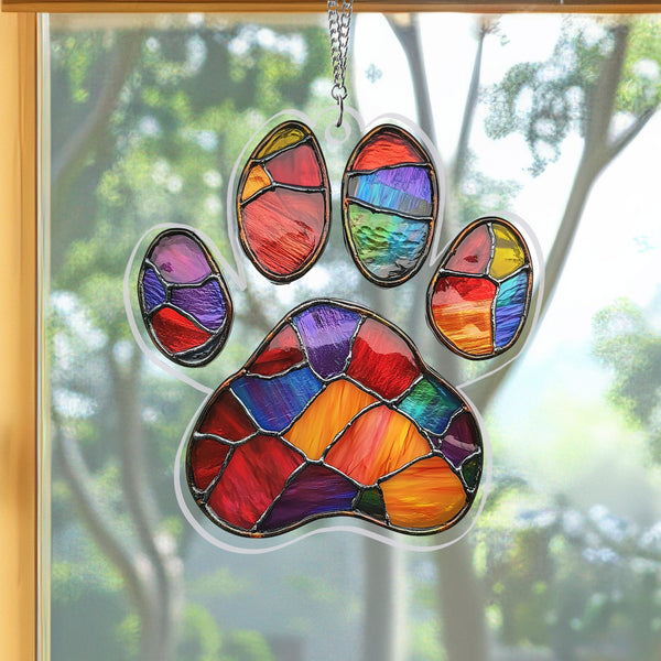 Dog Paw Print Acrylic Suncatcher Hanging TQN4814BQT