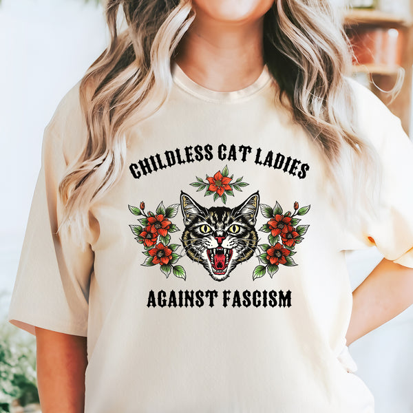 Childless Cat Ladies Against Fascism Shirt, Feminist Shirt, Kamala Harris President 2024 Shirt