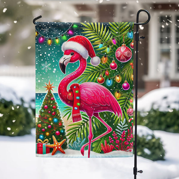 Pink Flamingo Christmas Flag MLN4207F