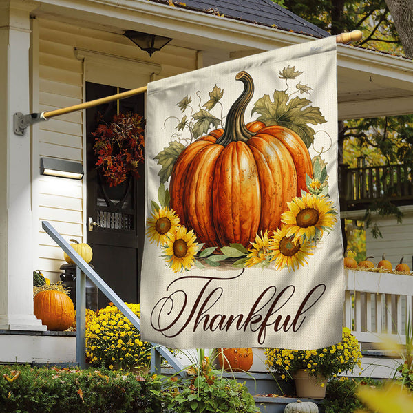Fall Thankful Pumpkin Thanksgiving Flag