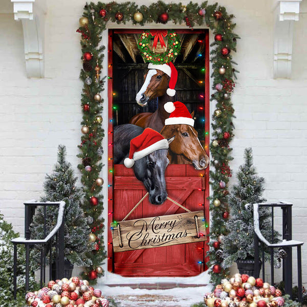 Christmas Horses Farm Door Cover THB2756D