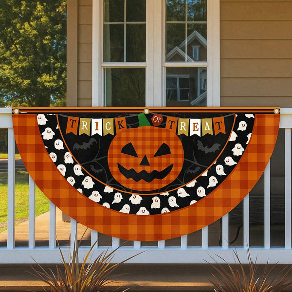 Halloween Pumpkin Trick or Treat Non-Pleated Fan Flag