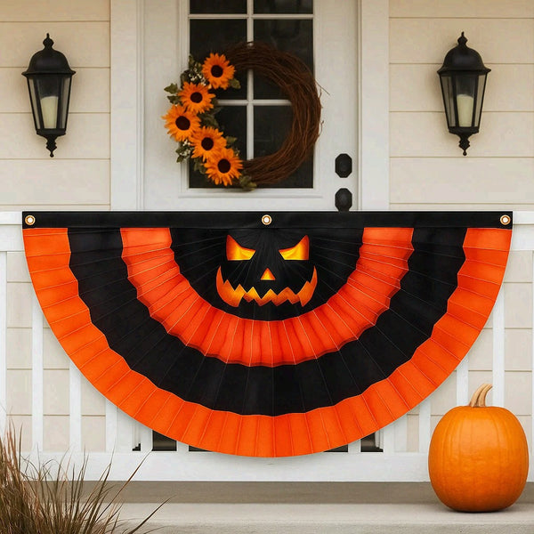 Halloween Scary Pumpkin Jack-o'-lanterns Non-Pleated Fan Flag TQN3556FL
