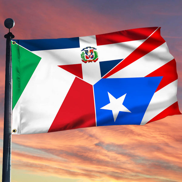 Italian Puerto Rican and Dominican Together Grommet Flag BNN618GFv1