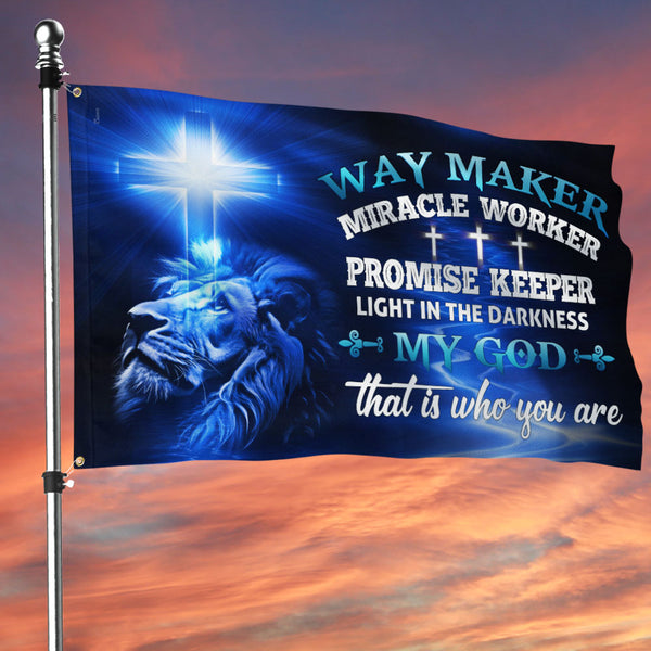 Way maker Miracle Worker Lion Christian Cross Jesus Flag