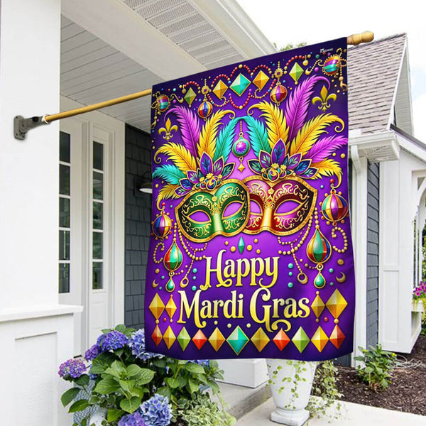 Happy Mardi Gras Mask Flag TPT2530F