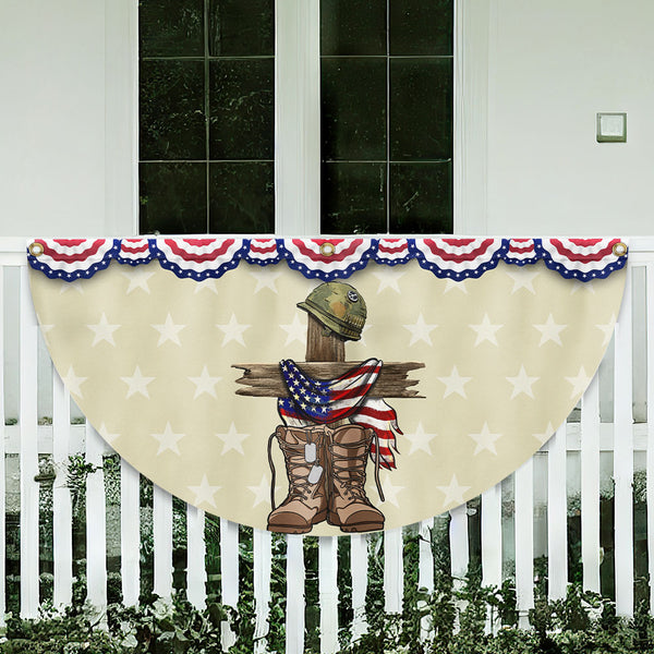 Memorial Day Veteran Patriotic Non-Pleated Fan Flag