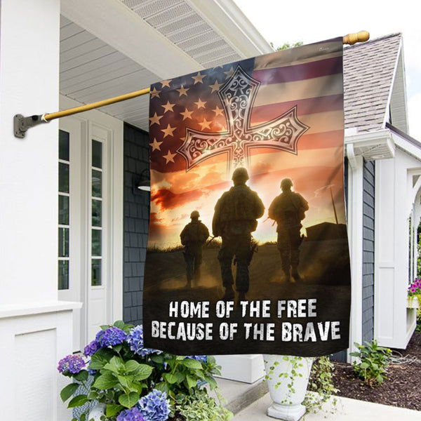 God &amp; Soldier Flag Home Of The Free Because Of The Brave DDH3022F