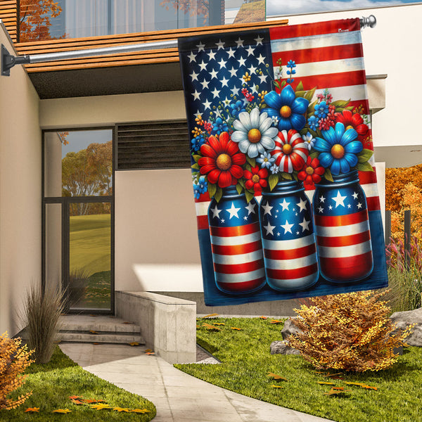 American Flag | 4th Of july Flower Jar Flag for Outdoor Decor