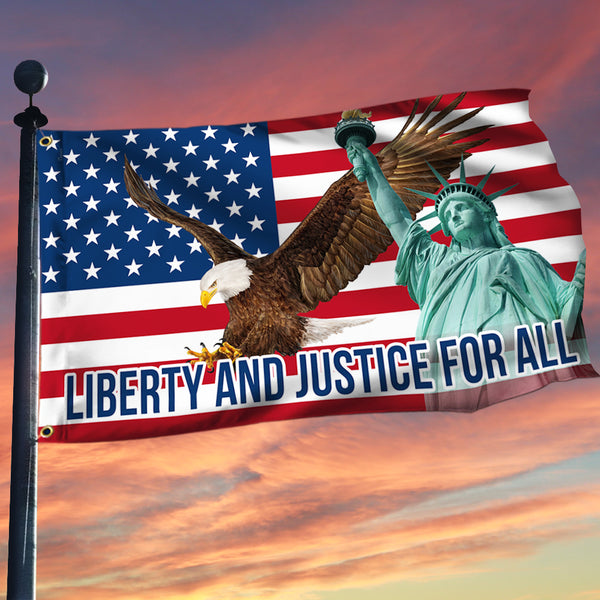 Liberty And Justice For All American Grommet Flag