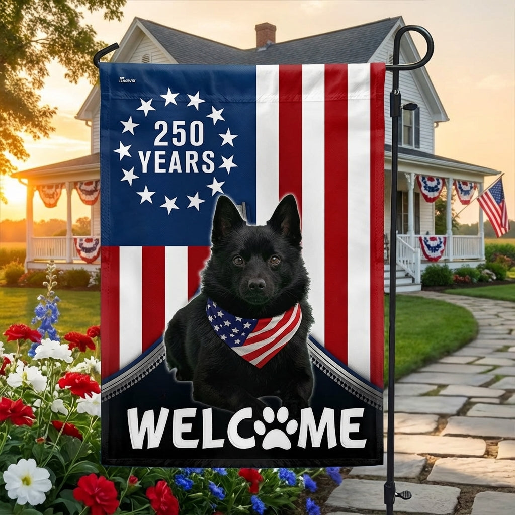 Patriotic Welcome Dog Garden Flag, 250 Years Schipperke 1776 2026 Flag ...