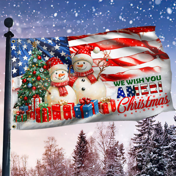 Snowman We Wish You Ameri Christmas Grommet Flag TPT2403GF
