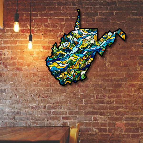 West Virginia Wild and Wonderful Map Hanging Metal Sign