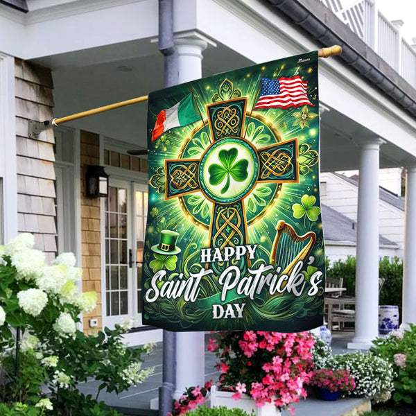 Irish Celtic Knot Cross St. Patrick’s Day Irish American Flag TPT2517F