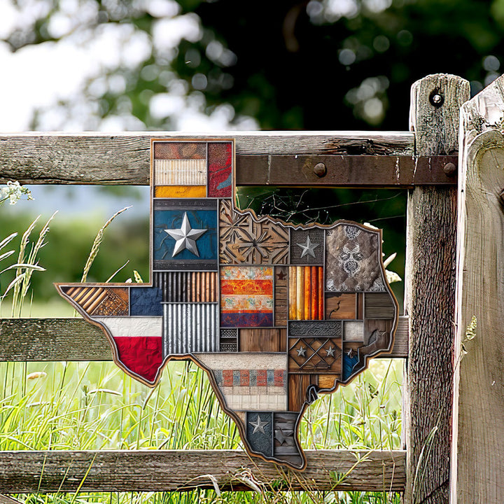 Texas Map Pattern Texas Map Patterns Hanging Metal Sign – Flagwix