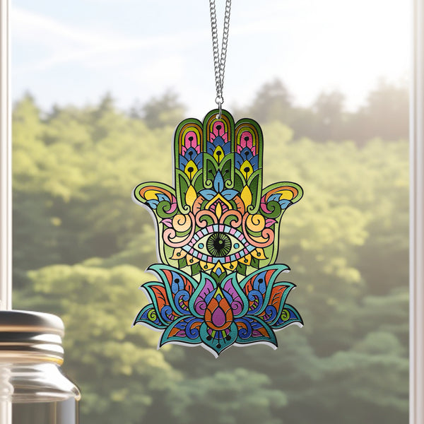 Hamsa Hand Jewish Hanukkah Acrylic Suncatcher Hanging TPT2533AS
