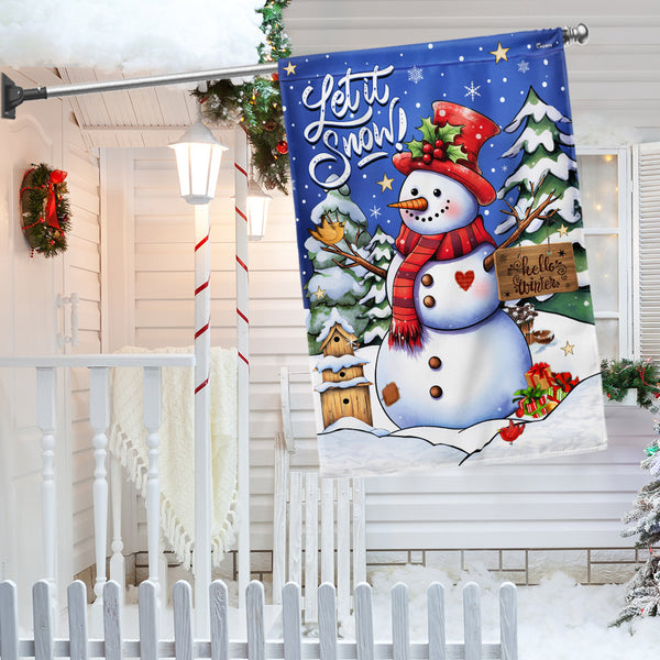Christmas Let It Snow Snowman Hello Winter Flag TQN1824F