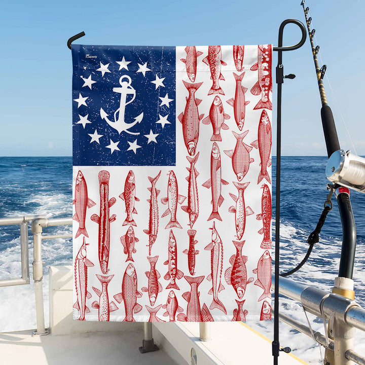 Fish American Flag – Nautical Fishing Flag for Boats & Outdoor Display – Flagwix