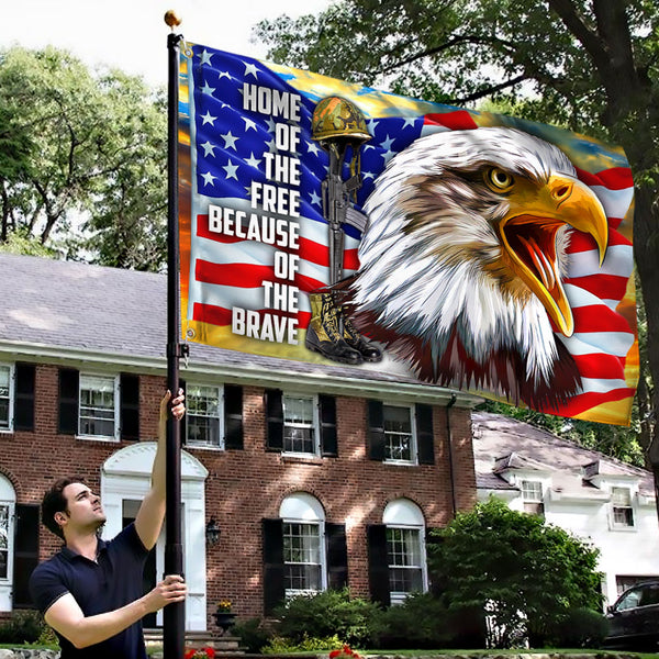 Eagle American Grommet Flag, Home Of The Free Because Of The Brave