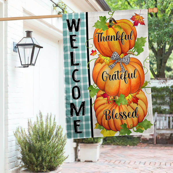 Welcome Fall Autumn Thanksgiving Pumpkin Thankful Grateful Blessed
