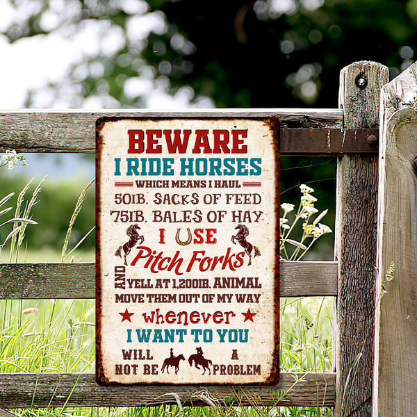 Horse Barn Hanging Metal Sign MLH1827MS