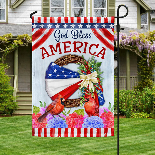 Flagwix American Flag - God Bless America American Wreath Cardinal Flag MLN1409F