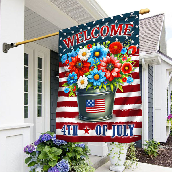 Flagwix American Flag - Welcome 4th Of july Floral Flag TQN3154F