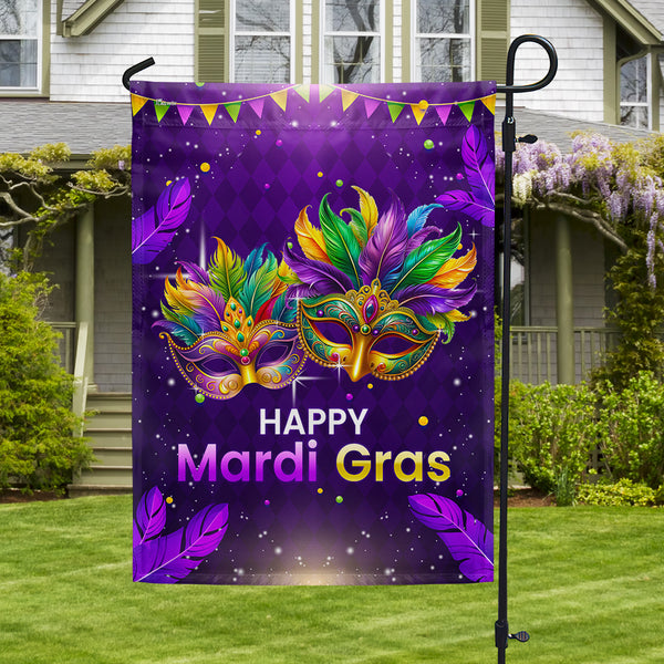 Happy Mardi Gras Flag Mardi Gras Mask Flag VTM887F