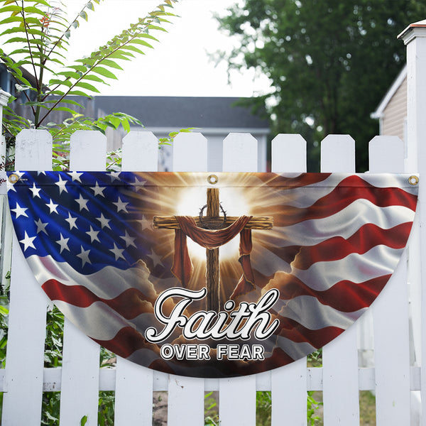 Christian Cross Jesus Christ Faith Over Fear Non-Pleated Fan Flag MLN3261FL