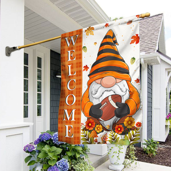 Welcome  Fall and Football Gnome Thanksgiving Flag