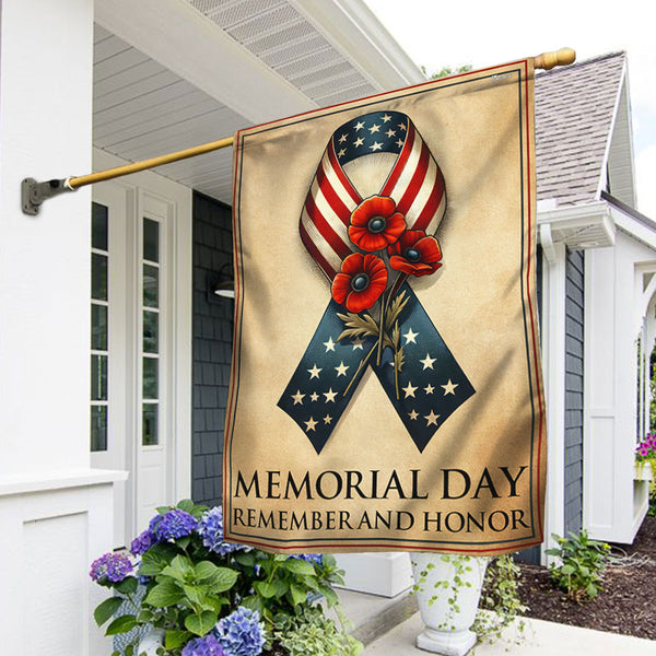 FLAGWIX  Memorial Day Remember And Honor Ribbon Poppy Flag