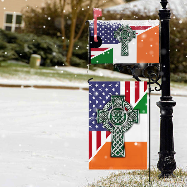 Irish American Celtic Cross Garden Flag &amp; Mailbox Cover Saint Patrick’s Day QNK543MF