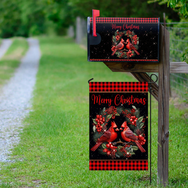 Cardinal Merry Christmas Garden Flag &amp; Mailbox Cover TQN1811MF