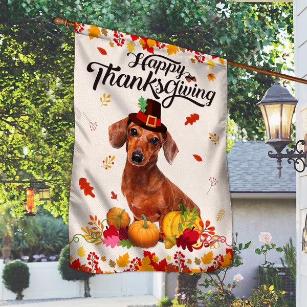 Dachshund Flag Happy Thanksgiving