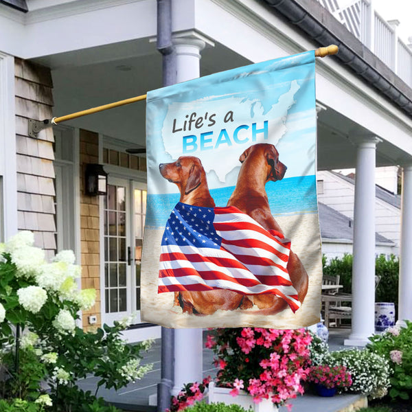 Life Is A Beach. Rhodesian Ridgebacks Flag ANL126F