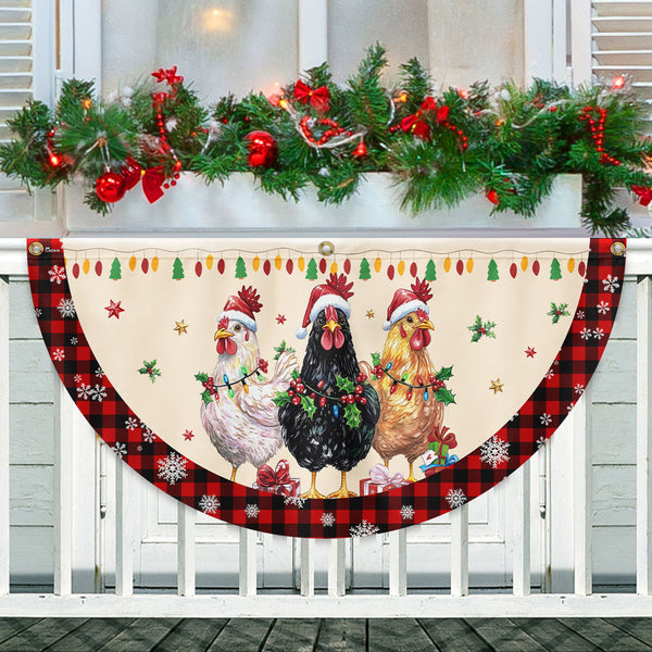 Hens Christmas Funny Chickens Non-Pleated Fan Flag