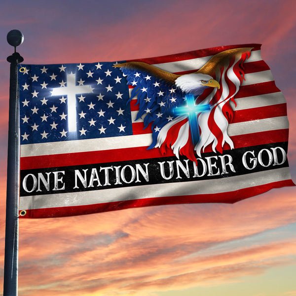 One Nation Under God, Christian Cross, American Flag