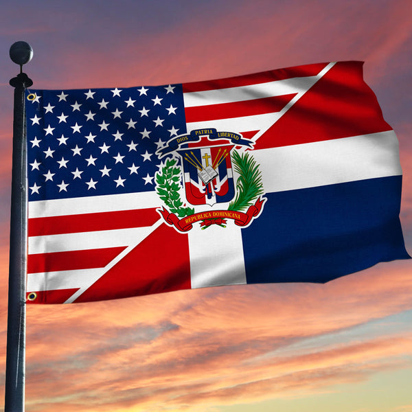 Dominican Republic And American Grommet Flag