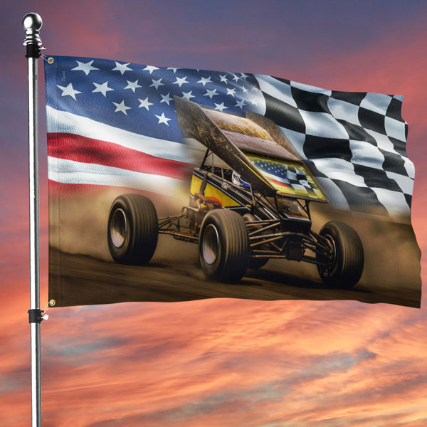 Sprint Car Dirt Track Racing American Grommet Flag