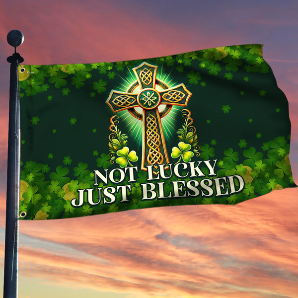 St Patrick's Day Irish Not Lucky Just Blessed Grommet Flag VTM903GF