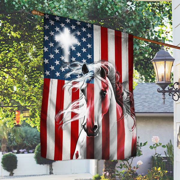 Horse Cross American Flag LHA1528Fv6
