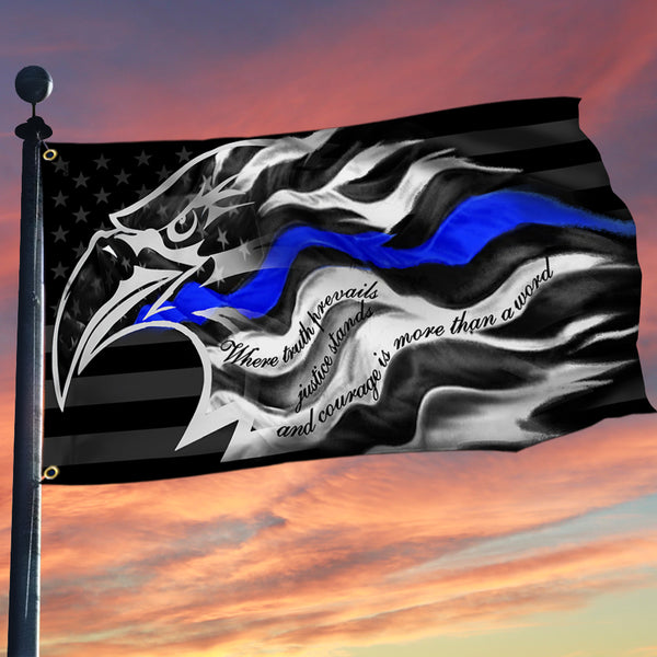 Thin Blue Line Grommet Flag Where Truth Prevails