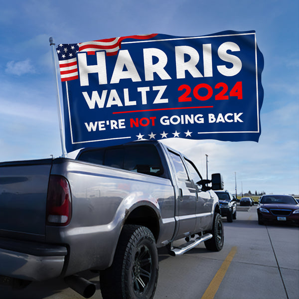 Harris Flag Harris Waltz 2024 We're Not Going Back Grommet Flag
