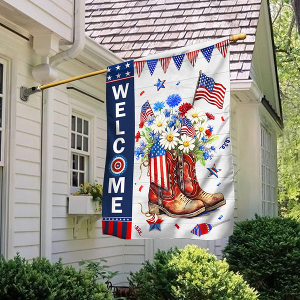 Flagwix American Flag - Cowgirl Boots Flower 4th of july Flag TQN1303F
