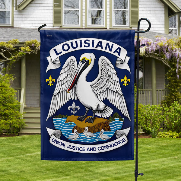 FLAGWIX  Louisiana State Brown Pelican Union Justice and Confidence Flag