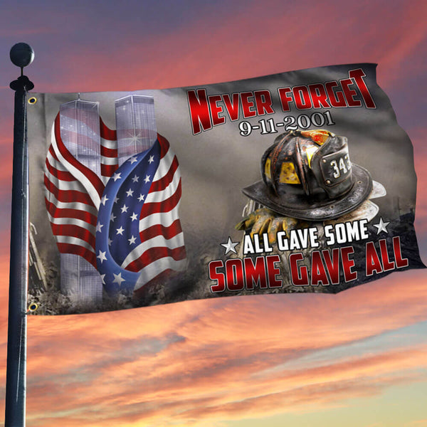 911 Flag Never Forget, 343 Firefighter, Memorial Patriot Day American Flag THB2410GFv1